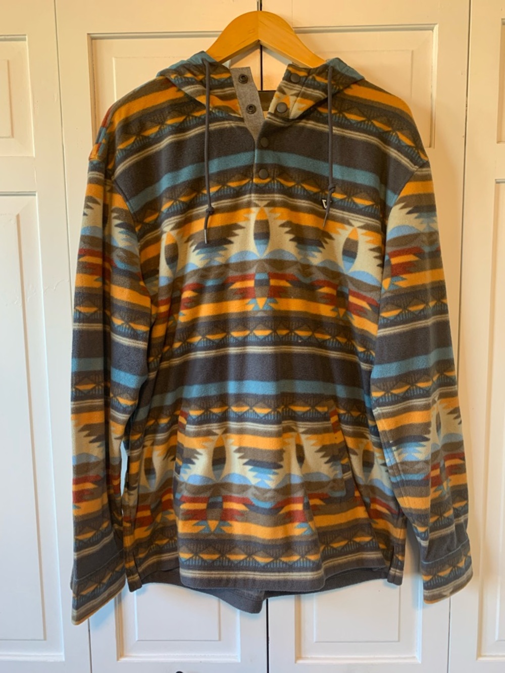 Light Hooded Fleece Pullover Half Snap
